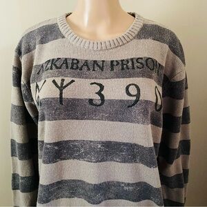 Harry Potter Azkaban Prison Striped Crewneck Sweater, men’s large